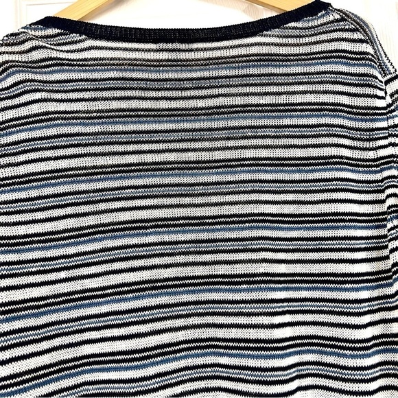 NWT Talbots PLUS 3X Petite Womens Striped 100% Linen Knit Sweater Blue White - Picture 7 of 9